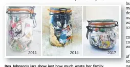  ??  ?? Bea Johnson’s jars show just how much waste her family generates each year since starting their new lifestyle.