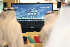  ??  ?? the dubai Government kept its style quotient even to set the date of metro inaugurati­on. a giant screen displays the date, month and year of the driverless rail network’s beginning.