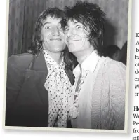  ??  ?? “’Ello Nose!” Rod and Ron backstage at Birmingham Odeon, November 1974