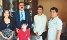  ??  ?? Left: Mercedita, Dr Azad Moopen, founding chairman and managing director of Aster, Gil, Alisha Moopen, deputy managing director, Aster, and Merced after Gil was operated upon at Aster Medcity in Kochi, India, in August 2014. Right: Gil in 2021.