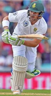  ?? (AFP) ?? South Africa's Dean Elgar bats on the fourth day against England