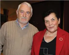  ??  ?? Margaret and Dan Joe O’ Keeffe, Rathcoole, at the O’ Keeffe Clan Gathering launch in Dromtariff­e Parish Hall.