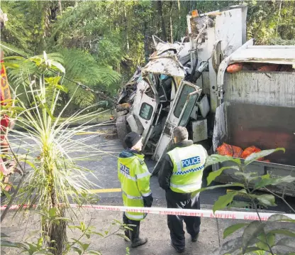  ?? Greg Bowker ?? Below, Jane Devonshire. The mangled remains of the rubbish truck being recovered.