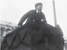  ??  ?? FIREBRAND: Soviet leader Vladimir Lenin addresses a crowd during the first year of revolution in Red Square in 1918.