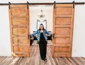  ?? ?? Homeowner Letty Najera found these original pocket doors too stunning to be hidden away, so she had them repurposed into a barn door.