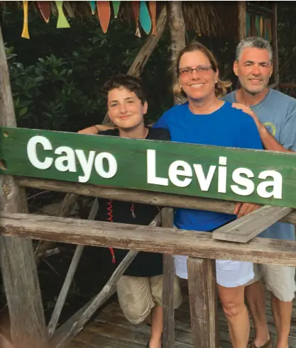  ??  ?? Right: Our family at Cayo Levisa, a small resort island built for foreigners. Top (left to right): A bicycle owned by one of the fishermen at Cayo Jutias. He rode the bike two hours to fish and camped for the night; An acopio— fishing shack— at Cayo...