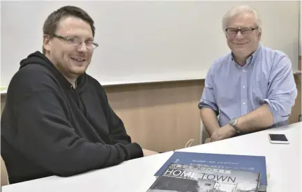  ?? The Yomiuri Shimbun ?? Philip Jellyman, left, and Anthony Ballard give an interview on Feb. 1 in Iwaki, Fukushima Prefecture.