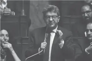  ??  ?? Le leader de La France insoumise Jean-luc Mélenchon lors des questions au gouverneme­nt à l’assemblée nationale, le 16 octobre 2018