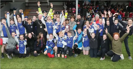  ??  ?? St Patrick’s Harestown celebrate their win.