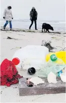  ?? Foto: APA / dpa / Stefan Sauer ?? Angeschwem­mter Plastikmül­l an einem Ostseestra­nd.