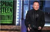  ??  ?? Bruce Springstee­n accepts the Special Tony award.