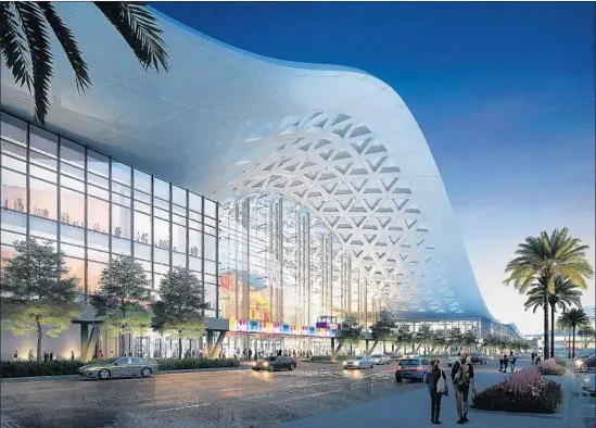  ?? Design Las Vegas ?? AN ARTIST’S rendering shows the Las Vegas Convention Center upon completion of its 1.4-million-square-foot expansion, which is expected to break ground this fall.