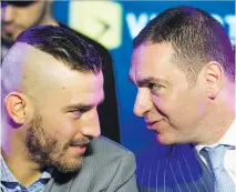  ?? DARIO AYALA ?? Boxing promoter and manager Camille Estephan, right, says Laval boxer David Lemieux’s weight will be monitored more closely as he prepares to face Glen Tapia on May 7.