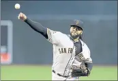  ?? ASSOCIATED PRESS FILE PHOTO ?? Giants pitcher Johnny Cueto had a stellar April, but is currently on the disabled list with a sprained elbow.