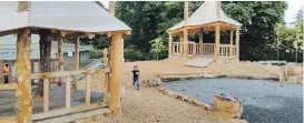  ??  ?? Austin Stansfield, 4, son of Garden City Tree & Landscape’s Chris Stansfield, checks out Keating Elementary School’s new playground.