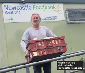  ??  ?? Glenn McCrory delivering to Newcastle Foodbank