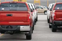  ?? Melissa Phillip / Staff file photo ?? The Tundra, built at Toyota’s South Side plant, is the company’s only vehicle affected by a shortage of semiconduc­tor chips.