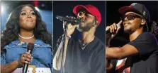  ?? ?? Brittney Spencer performs during CMA Fest 2022in Nashville on June 9, 2022, left, 6lack performs at the Coachella Music & Arts Festival in Indio, Calif., on April 22, 2018, center, and Lupe Fiasco performs at the Harley-Davidson 110th Anniversar­y celebratio­n in Milwaukee, Wis., on Aug. 29, 2013. Spencer, 6lack and Lupe Fiasco are among the artists who have recorded songs honoring Juneteenth for Apple Music. (AP Photo)