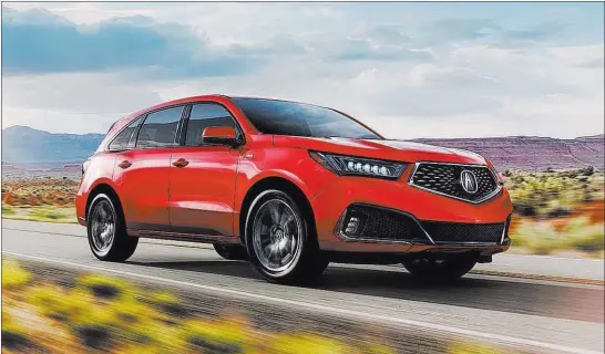  ?? Acura ?? The 2019 Acura MDX gets refreshed with A Spec trim to give the best-selling three-row crossover a more sporting appearance.