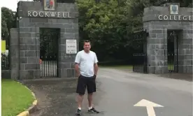  ?? ?? Derek McCarthy of Pennsylvan­ia stands outside the Irish boarding school where he says he was sexually abused repeatedly as a student in the 1970s. Photograph: Courtesy of Derek McCarthy