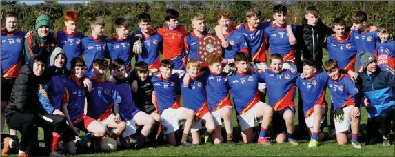  ??  ?? Coláiste Eoin Hacketstow­n, who defeated Wexford’s Bridgetown VS in the final of the South Leinster second-year ‘D’ football final in Ferns last week.