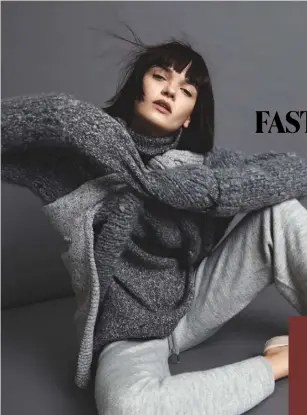  ??  ?? ABOVE LIGHT GREY WOOL-MIX JUMPER (WORN AROUND BODY), £119, BARBOUR. DARK GREY CASHMERE JUMPER (WORN
AROUND BODY), £1,060, GABRIELA HEARST. ACRYLIC WOOL JUMPER (WORN UNDERNEATH), £85, FRENCH CONNECTION. WOOL-MIX TRACKSUIT BOTTOMS, £209, MARC CAIN....