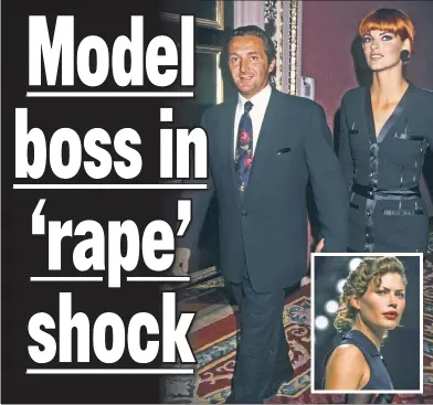  ??  ?? BEAUTY & BEAST? Gérard Marie, here with his then-wife, supermodel Linda Evangelist­a, has been formally accused of rape in Paris by two ex-models, including Carré Otis (inset), who says he assaulted her when she was 17.