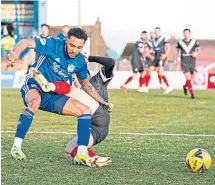  ?? ?? Rico Quitongo challenged by Airdrie’s Brody Paterson.