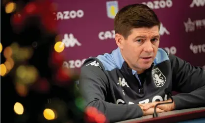  ?? ?? Steven Gerrard at an Aston Villa press conference on Wednesday. Photograph: Neville Williams/Aston Villa FC/Getty Images