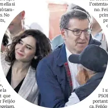  ?? Juan Carlos Hidalgo / Efe ?? Isabel Díaz Ayuso i Alberto Núñez Feijóo, al març durant un acte amb llatinoame­ricans residents a Espanya.