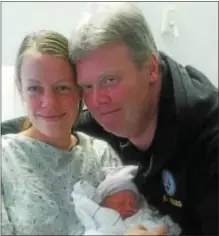  ?? SUBMITTED PHOTO ?? Proud mother Desiree Jaquett, 32 of Clifton Heights, delivered a 6-pound, 12-ounce baby boy at 1:07 a.m. at Delaware County Memorial Hospital. Jaquett named her son Oliver Nicolas. At right is fatherNich­olas Degaetano.