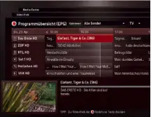  ??  ?? Auf einen Blick: Auch wenn Set-Top-Box und Menügestal­tung von Vodafone TV schon etwas älter sind, wirken die Darstellun­gen doch modern, übersichtl­ich und praxisgere­cht.