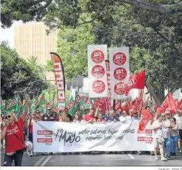  ?? DANIEL PÉREZ ?? La manifestac­ión del pasado lunes por el 1 de Mayo.