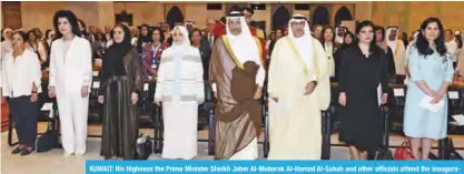  ??  ?? KUWAIT: His Highness the Prime Minister Sheikh Jaber Al-Mubarak Al-Hamad Al-Sabah and other officials attend the inaugurati­on ceremony of the Internatio­nal Conference on Women Leaders in Science and Technology. — KUNA