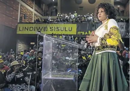  ?? / IHSAAN HAFFEJEE ?? Lindiwe Sisulu is seen delivering a Nelson Mandela memorial lecture at Walter Sisulu Square in Kliptown last month. Her visit to Limpopo at the weekend was shunned by the leadership.