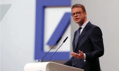  ??  ?? The Deutsche Bank CEO, Christian Sewing, says it is important not to leave staff in limbo. Photograph: Kai Pfaffenbac­h/Reuters