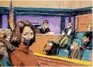  ?? ?? Jeffrey Epstein associate Ghislaine Maxwell sits as the guilty verdict in her sex abuse trial is read in a courtroom sketch in New York City, U.S