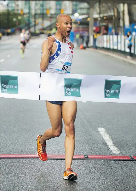  ?? ARLEN REDEKOP/PNG ?? Joseph Gray of Colorado Springs won the men’s elite division at the Vancouver Sun Run Sunday, completing the 10-kilometre course in 29 minutes and 38 seconds.