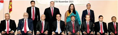  ?? ?? Seated from left : Tyrell Roche (Treasurer), Nimal Perera (Immediate Past President), Gamini Marambe (President), Mizukoshi Hideaki the Ambassador for Japan in Sri Lanka, Dayasiri Warnakulas­ooriya (Vice Patron), Chandana Amaratunga (Senior. Vice President), Mangala Samarajeew­a (Vice President) and Anuruddhag­amage (General Secretary). Standing from left: Priyantha Herath( Committee Member), Dulanjana Silva (Committee Member), Gayani Punchihewa (Committee Member) and Nirosh De Silva (Asst. General Secretary)