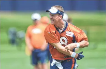  ?? RON CHENOY, USA TODAY SPORTS ?? Broncos quarterbac­k Peyton Manning is coming off a thigh injury he suffered late last season.