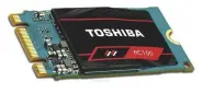  ??  ?? Toshiba's RC100-serie NVMe-ssd's dichtten (betaalbaar) het gat tussen SATA 6G-ssd's en de populaire snelle NVMe-ssd's.
