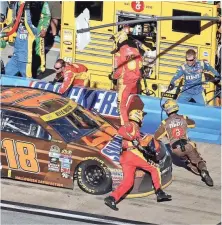  ?? SARAH CRABILL, GETTY IMAGES ?? “Looking at it, there’s no reward to go race and get wrecked,” says Kyle Busch, making a pit stop Sunday.