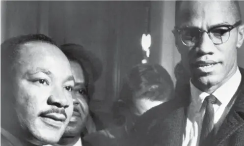  ??  ?? Babatunde Olatunji was close to both Martin Luther King (L) and Malcolm X (R) - the pair pictured here at their only meeting in 1964