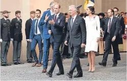  ?? Pictures: Dougie ?? Left: the team of cyclists who rode from Crieff to Passchenda­ele and back. Above: the Duke and Duchess of Cambridge with King Philippe and Queen Mathilde of the Belgians arrive at the Menin Gate in Ypres.