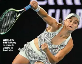  ?? ?? WORLD’S BEST: Barty en route to victory in Australia