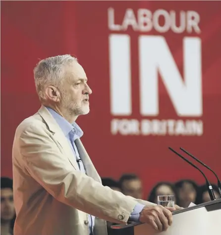  ??  ?? 0 Jeremy Corbyn was lacklustre and far from dynamic as he led Labour’s campaign to remain in the EU