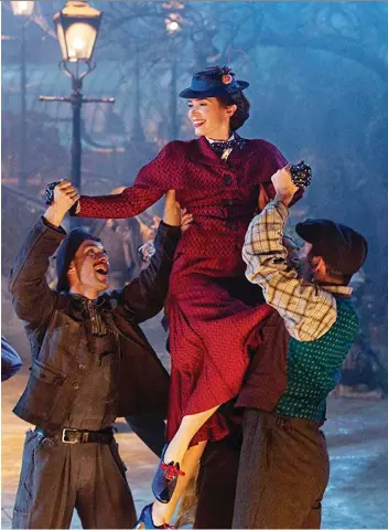  ?? JAY MAIDMENT/DISNEY ?? Actress Emily Blunt, who helped terrorize us earlier this year in A Quiet Place, is back on the big screen this week in a much happier role. She stars at the title character in Mary Poppins Returns.