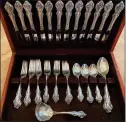  ?? COURTESY MARNI JAMESON ?? The market value of silver flatware, like this service for 12 of Towle El Grandee sterling, ranges from $14,000 new to a tenth of that for a melt value.