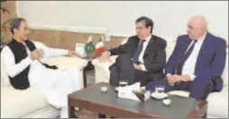  ?? -APP ?? MOS/Chairman BOI, Zubair Gilani in a meeting with H.E Guido Crosetto, Chairman of the Italian Defence Industrial Associatio­n at BOI.