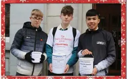  ??  ?? Right: Charlevill­e CBS students Oran Imray, Derek Sheedy and Dylan O’Brien fundraisin­g for the Greater Chernobyl Cause in the run up to Christmas.